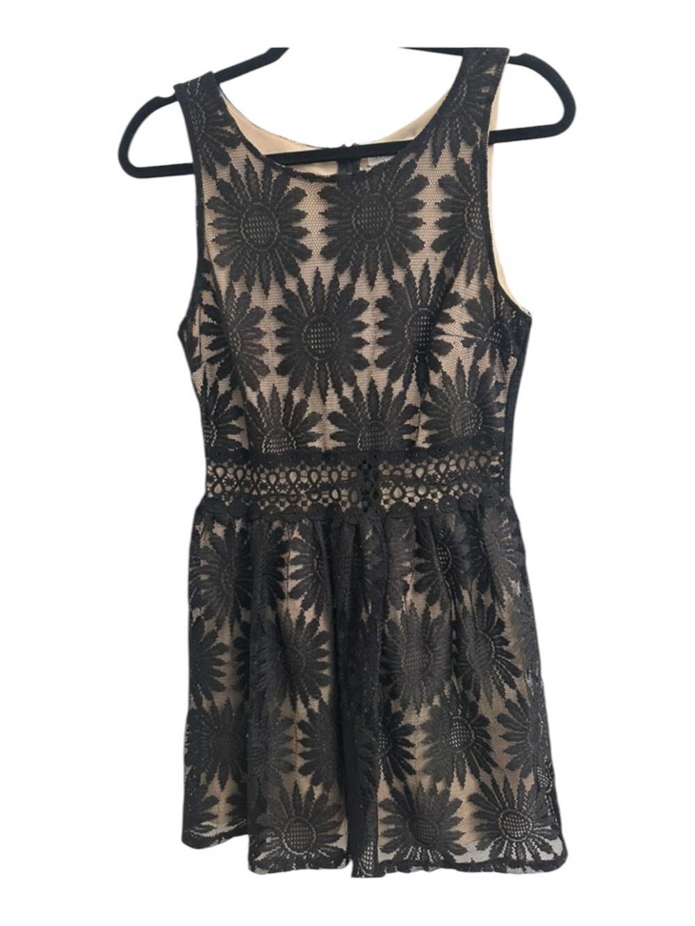 Socialite Black Floral Lace Overlay Midi Dress